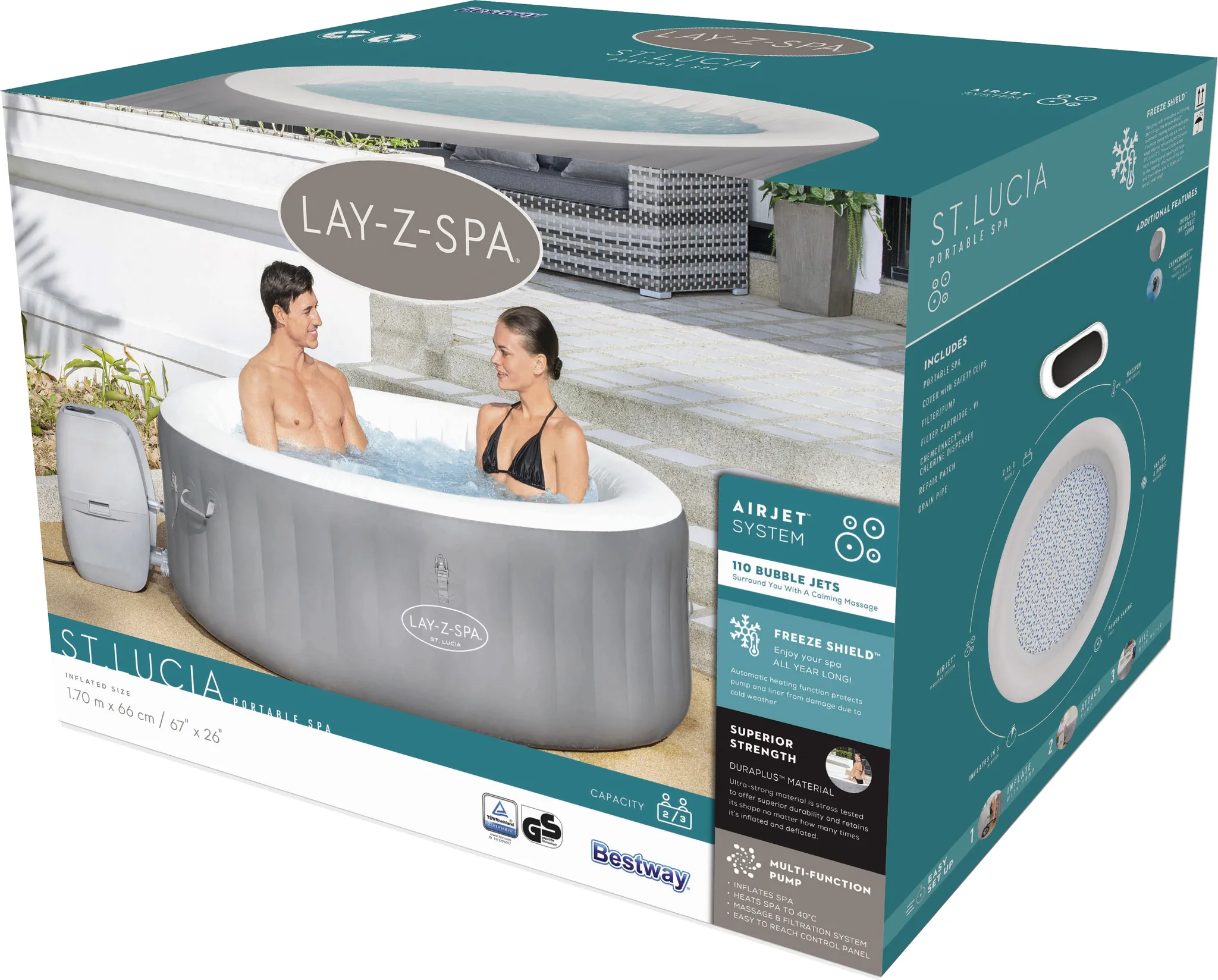 Bestway® LAY-Z-SPA® Whirlpool St. Lucia AirJet™ 170 x 66 cm, rund – Bild 3