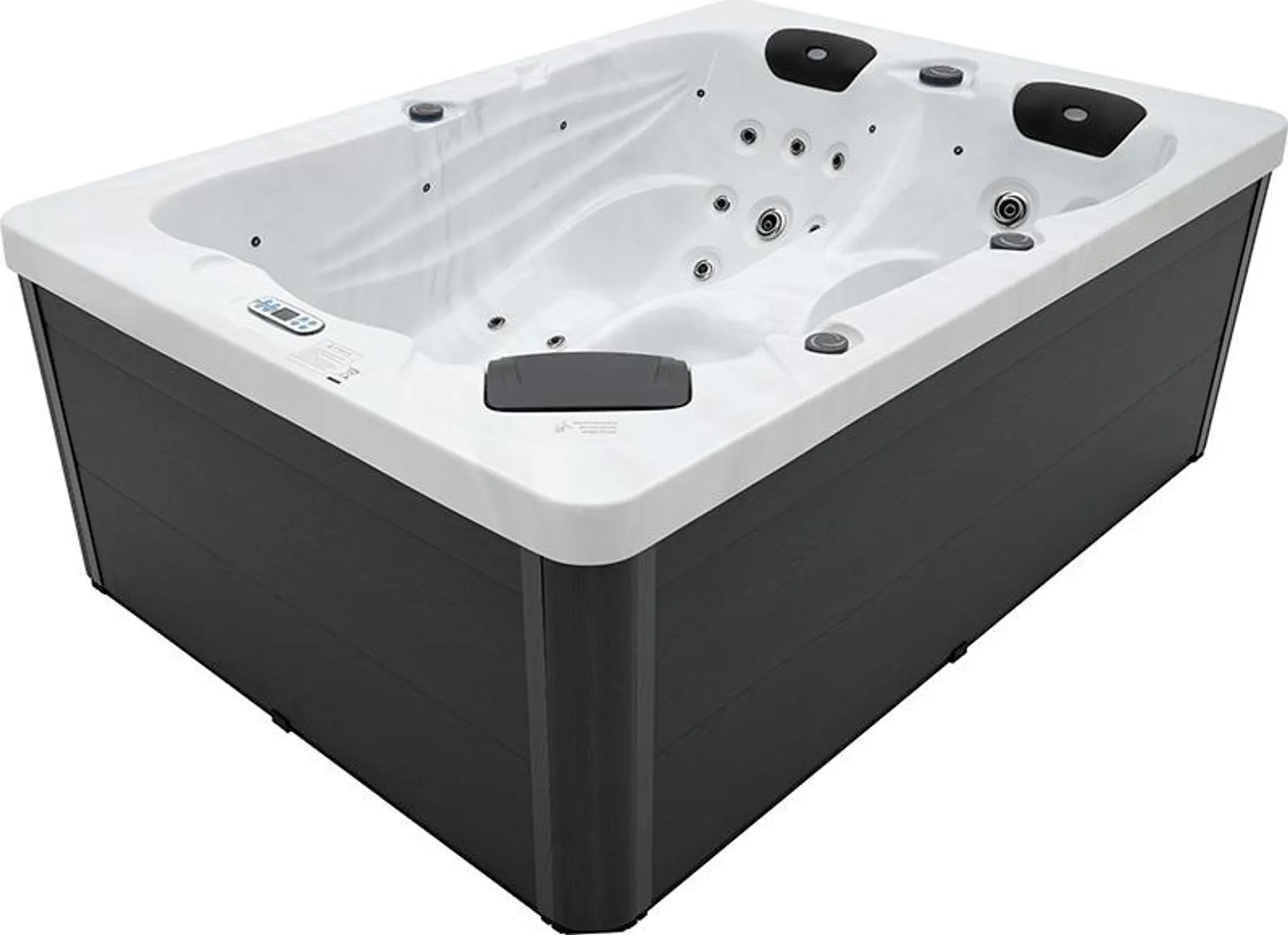 HOME DELUXE - Outdoor Whirlpool - SUNSET Plus Treppe und Thermoabdeckung - Maße: 220 x 156 x 82 cm - Inkl. 32 Massagedüsen und 13 Lichtquellen I Außen Whirlpool Spa