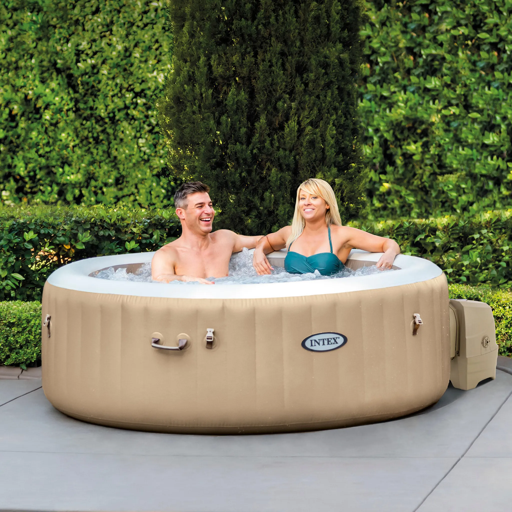INTEX 28426 - Whirlpool - PureSPA »Bubble« (rund, sahara tan, Ø196 außen/Ø145cm innen) x 71cm hoch für 4 Personen – Bild 3