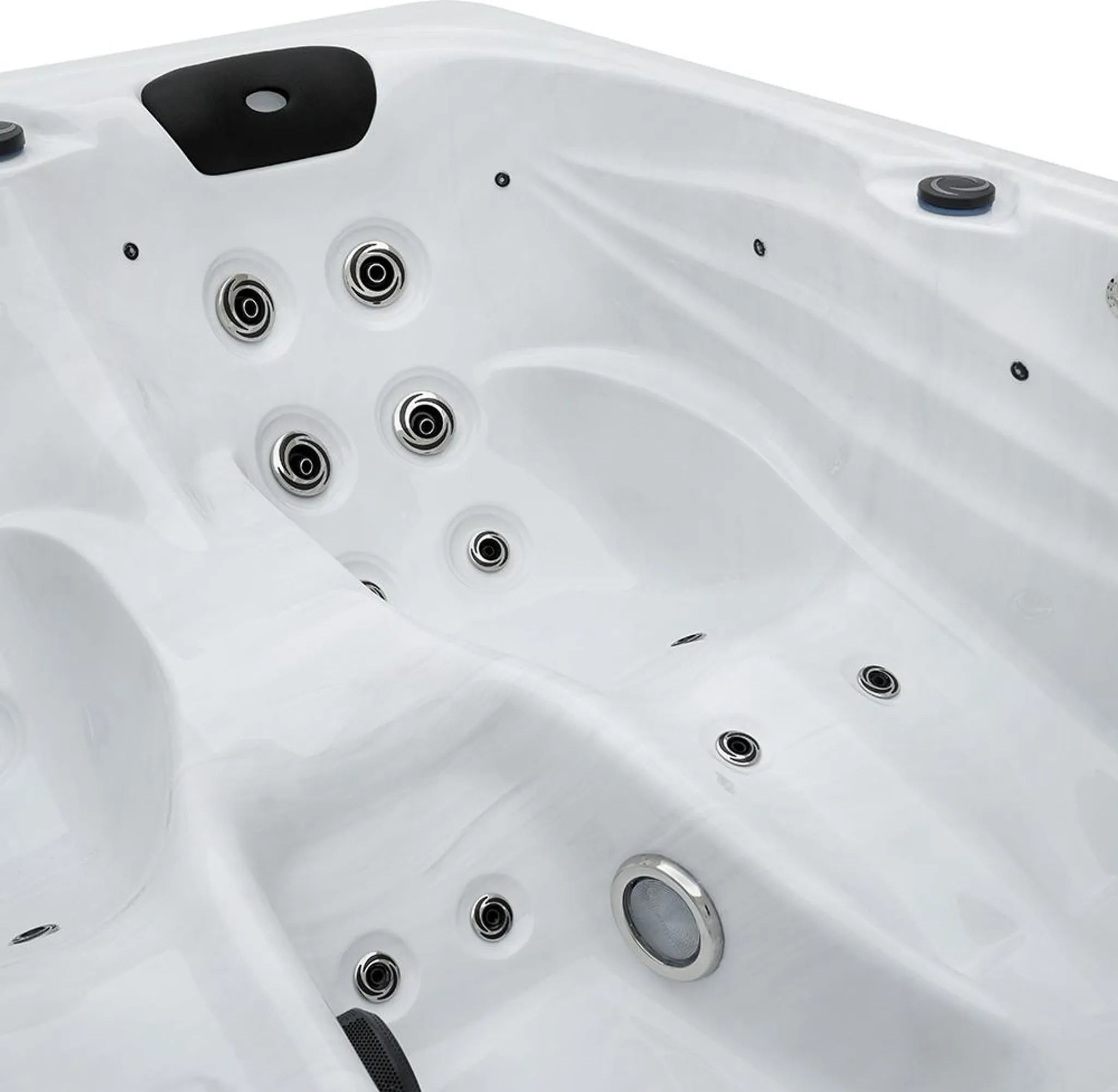 HOME DELUXE - Outdoor Whirlpool - SUNSET Plus Treppe und Thermoabdeckung - Maße: 220 x 156 x 82 cm - Inkl. 32 Massagedüsen und 13 Lichtquellen I Außen Whirlpool Spa – Bild 8