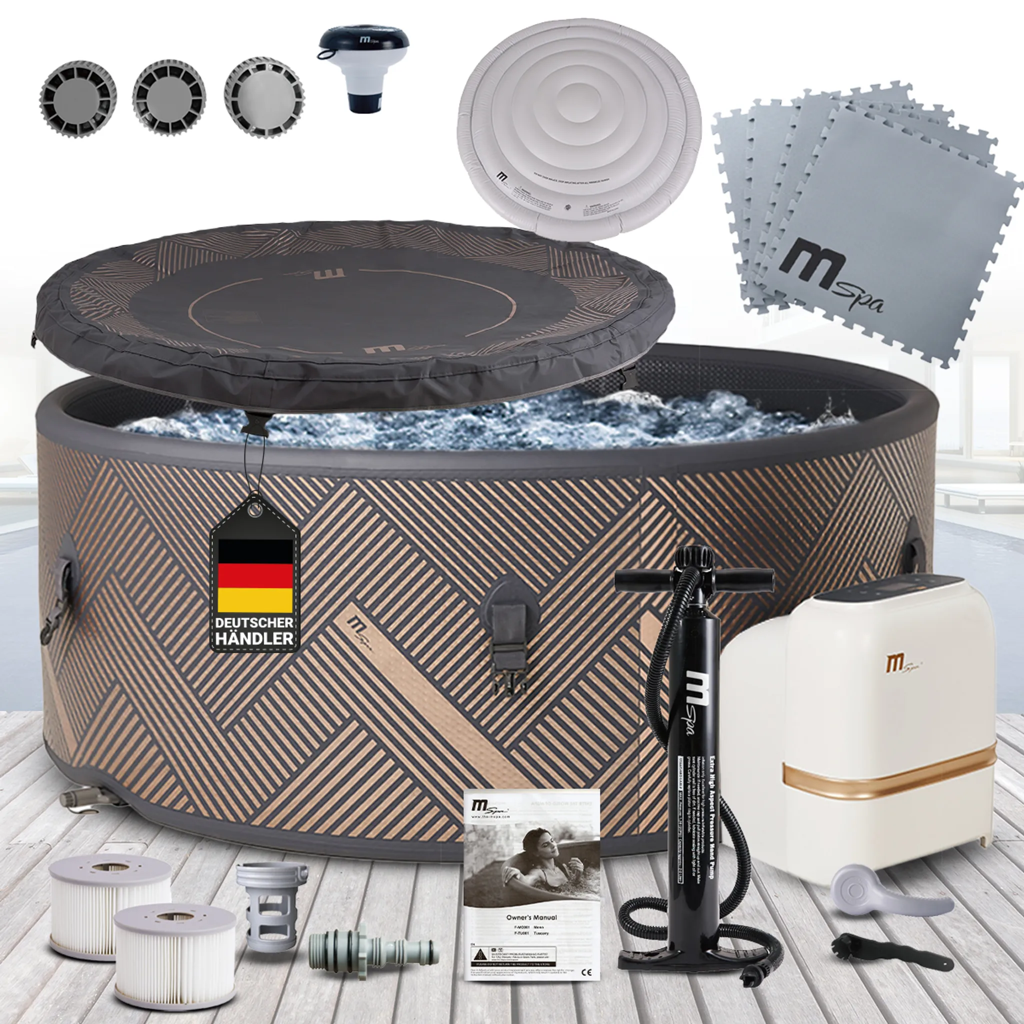 Miweba MSpa Whirlpool Frame Mono | Aufblasbar - Indoor & Outdoor Pool - Ozongenerator - UVC+ Filter - Anti-Frost-System - 6 Personen - App Steuerung