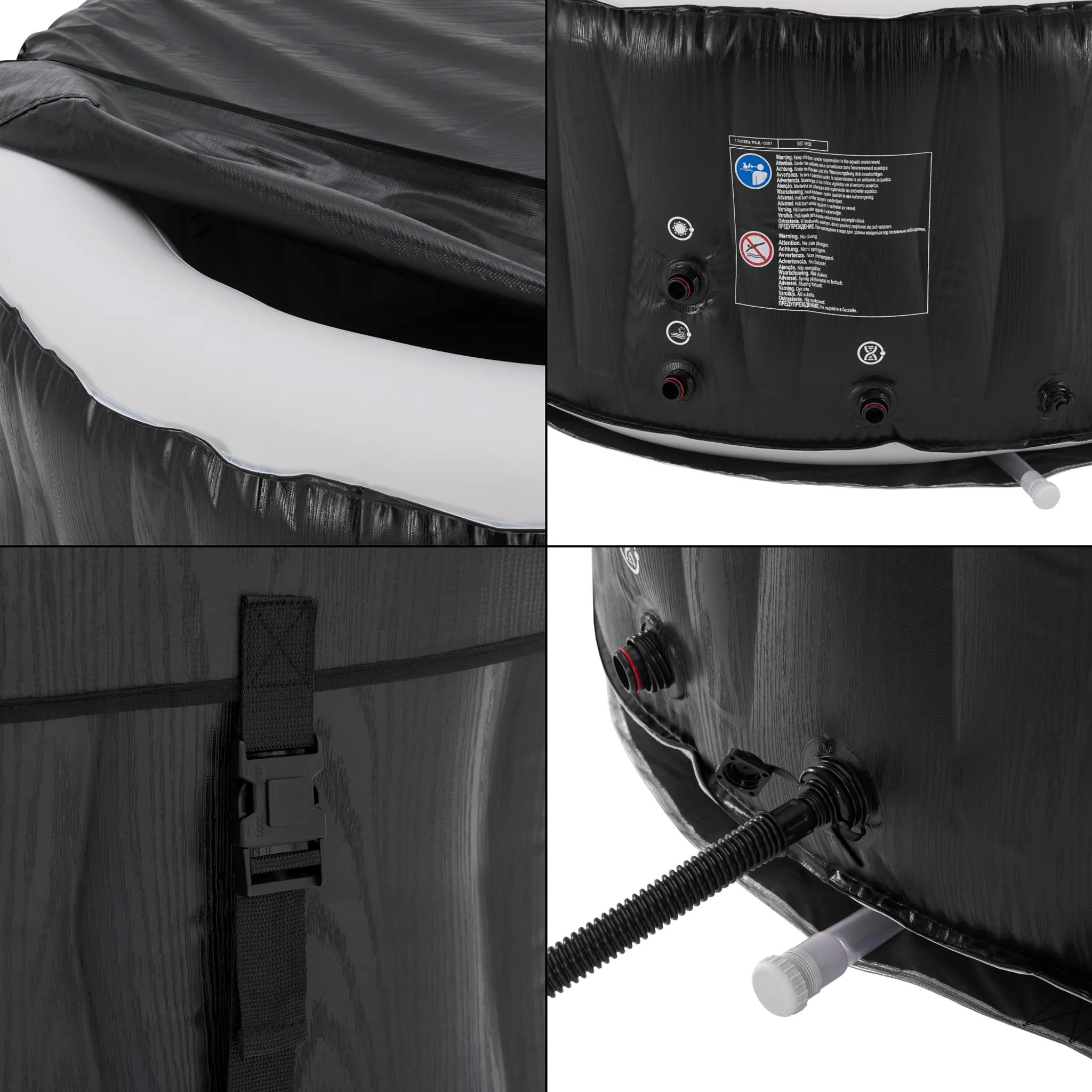 Outdoor Whirlpool aufblasbar ‘Carbone’ für 3 Personen beheizt 165 x 70 cm Schwarz – Bild 8