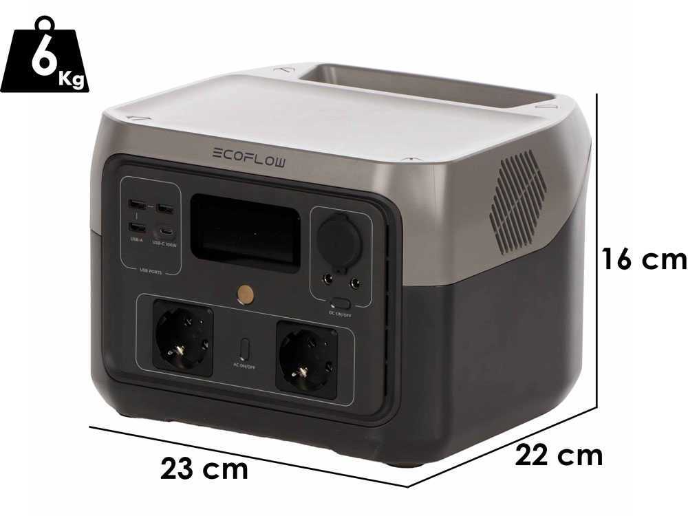 EcoFlow River 2 MAX - Tragbare Powerstation - 500W - 512Wh/25.6V