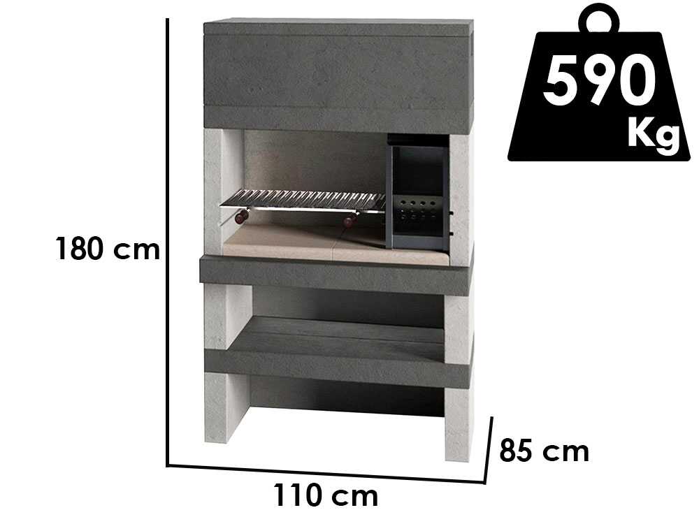 Edilmark KUBO - Grillkamin für Holz und Holzbackofen - Feuerstelle rechts