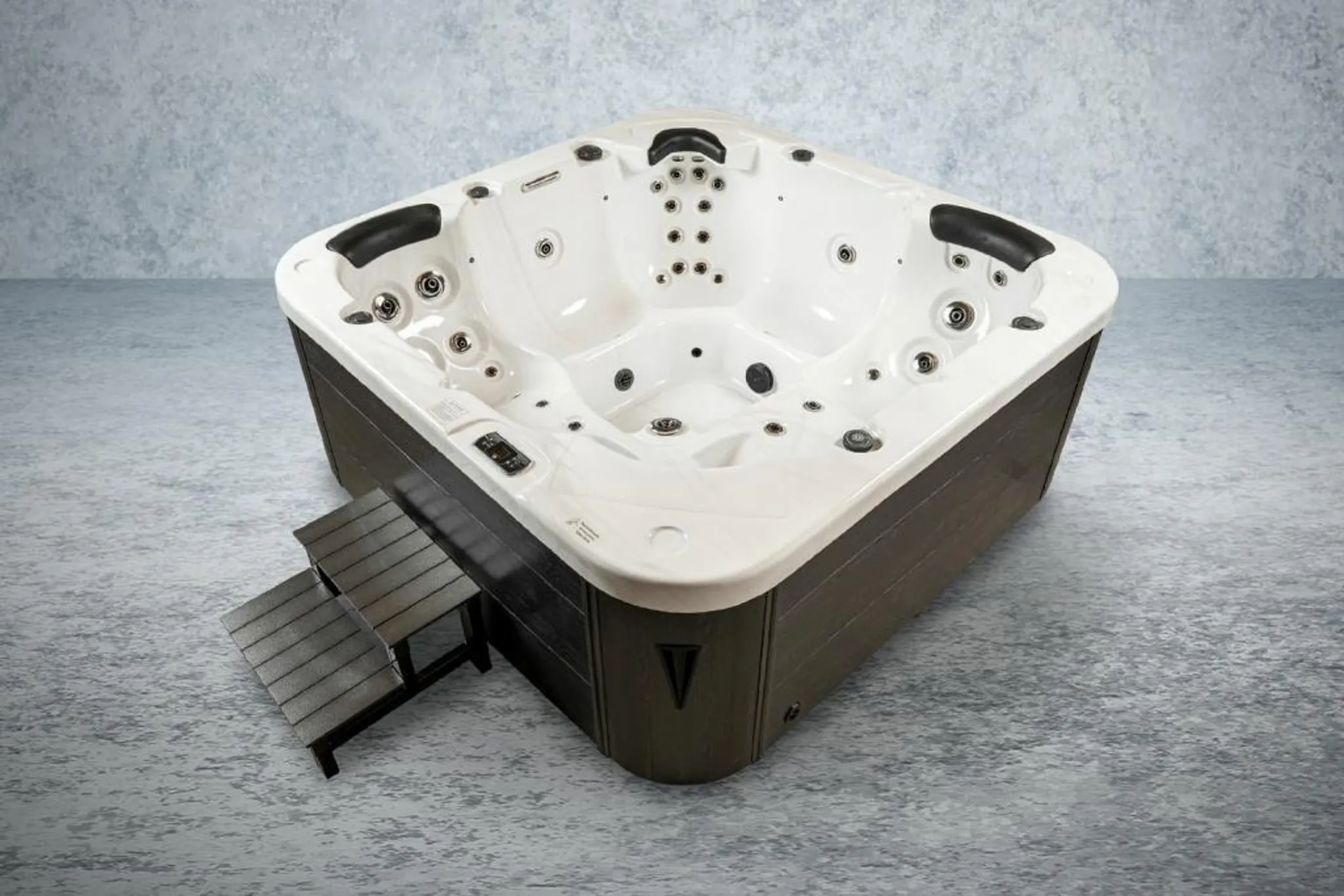 PureHaven American Outdoor-Whirlpool 215x215 cm 5 Personen Rücken- Gesäß- Nacken- & Fußreflexzonenmassage Filtersystem Wasserfall 1650 L