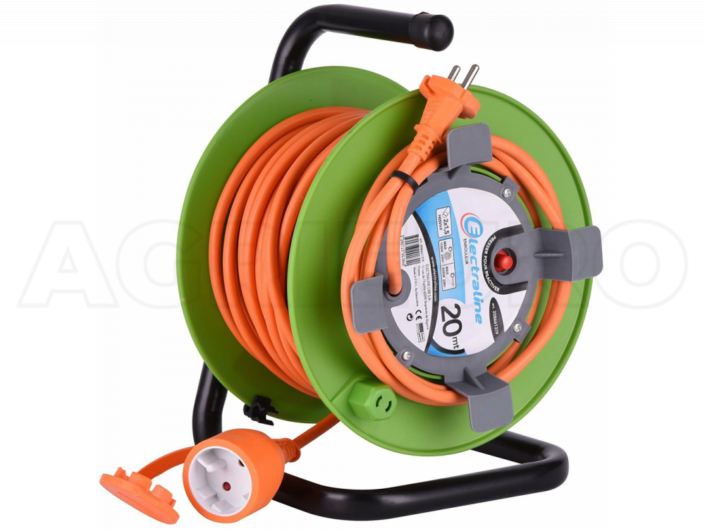 Electraline Schlauchtrommel - 20m - universeller Stecker 2 x 1,5 qmm (2 Kabel mit Abschnitt 1,5 qmm)