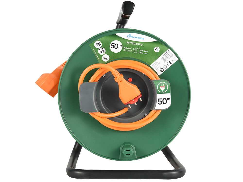 Electraline Schlauchtrommel - 50m - universeller Stecker 3 x 1,5 qmm (3 Kabel mit Abschnitt 1,5 qmm)