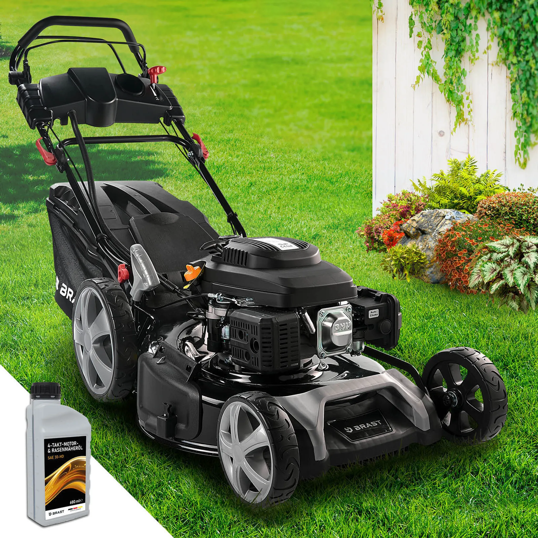 BRAST Benzin Rasenmäher 22224 ESTART inkl. Motoröl
