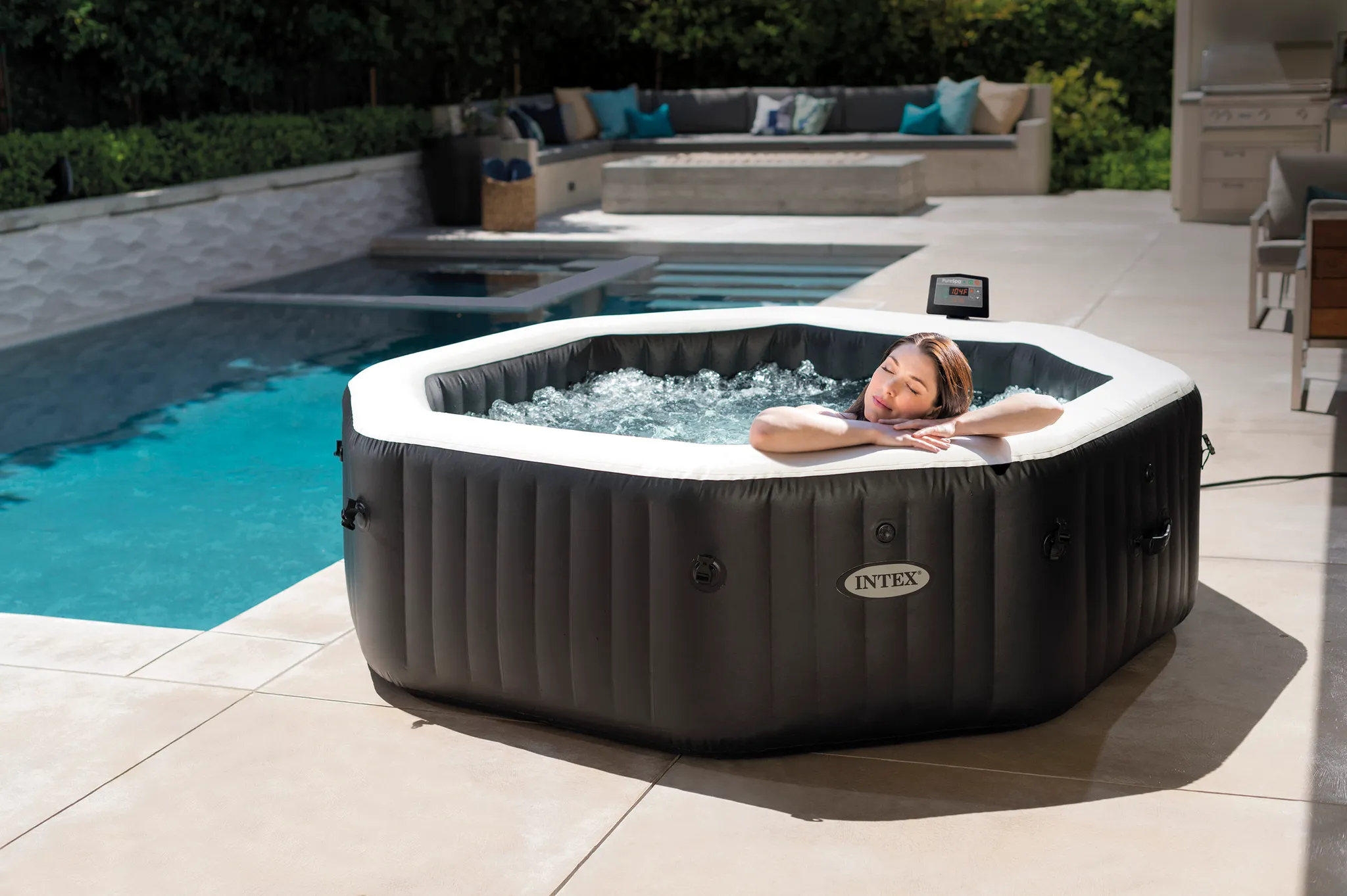 INTEX 28462 - Whirlpool - PureSPA Jet + Bubble Deluxe (octagon,onyx black, Ø218 außen/Ø168cm innen) – Bild 5