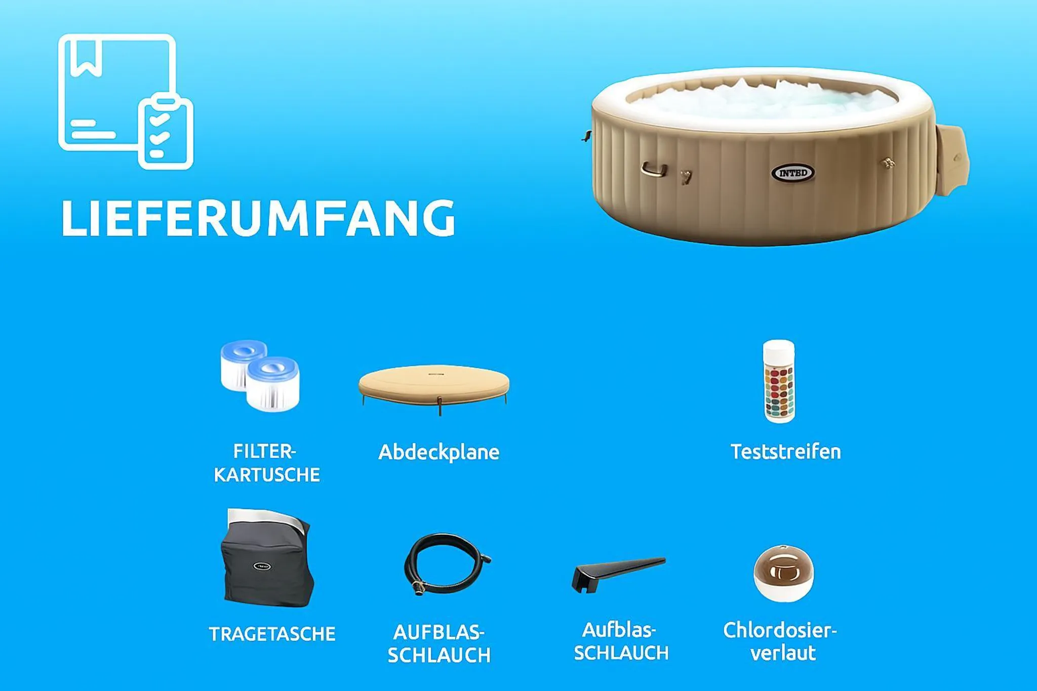 Aufblasbarer Whirlpool Intex Pure Spa - Ø180 x 66cm für 4 Personen - blau – Bild 3