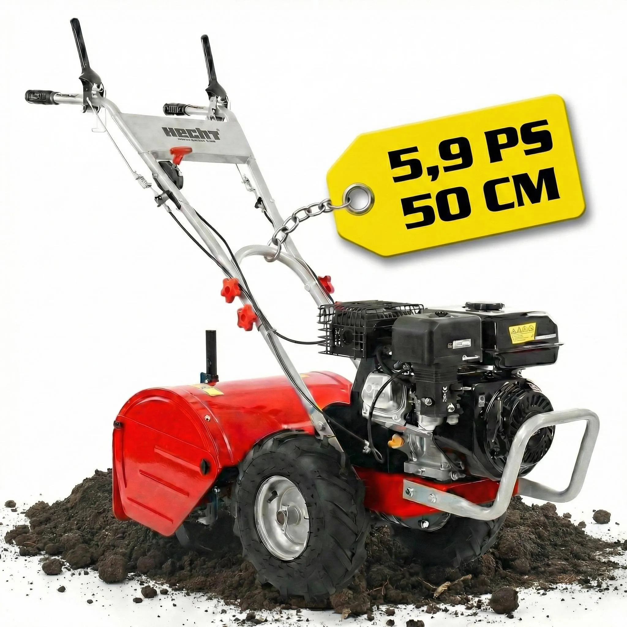 HECHT 750 Motorhacke Benzin 50 cm Arbeitsbreite 34 cm Arbeitstiefe 6,5PS 209cm³ 12 Hackmesser