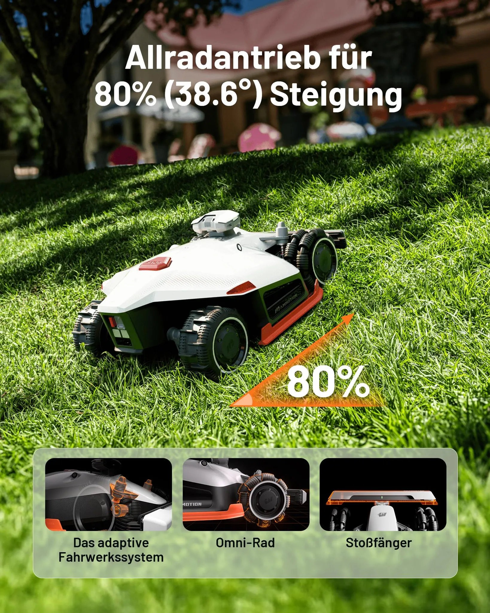 Mähroboter Mammotion LUBA 2 AWD 5000X ohne Begrenzungskabel NetRTK+Vision Auto-Kartierung 80% Steigung Empf 5000m² bis 6000m² mit 4G-Modul RTK-Station – Bild 3