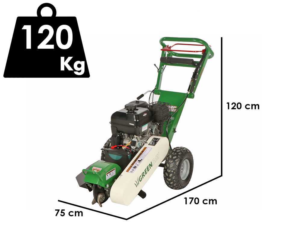 GreenBay Deep BSE-330 - Baumstumpffräse  - Motor B&S XR2100 420 cc mit E-Starter - Schneidegerät mit 8 Wolframkarbidhämmern
