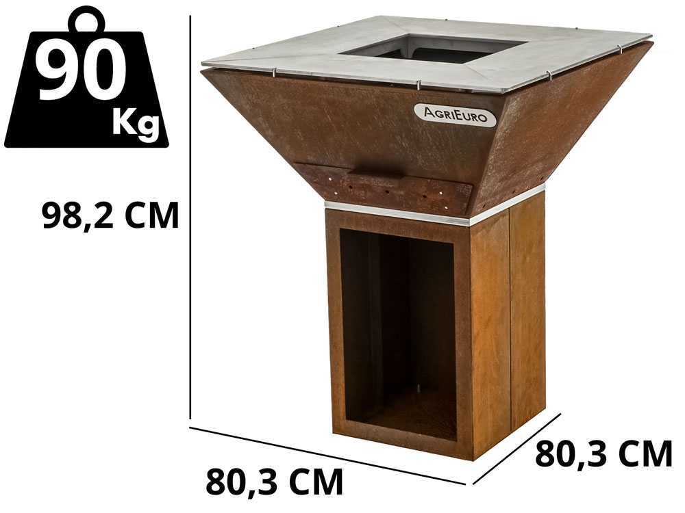 Holzkohlegrill COLORADO - 80x80 cm Grillrost - Gehäuse komplett aus Corten