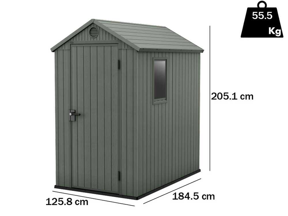 Keter Darwin grün - Gartenhaus - mit Seitenfenster - 125.8x184.5x205 cm