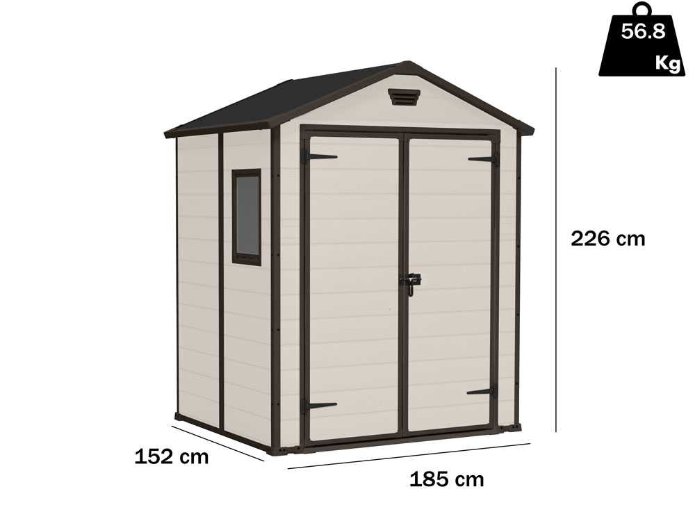 Keter Manor beige - Gartenhaus - mit Seitenfenster - 185x152x226 cm