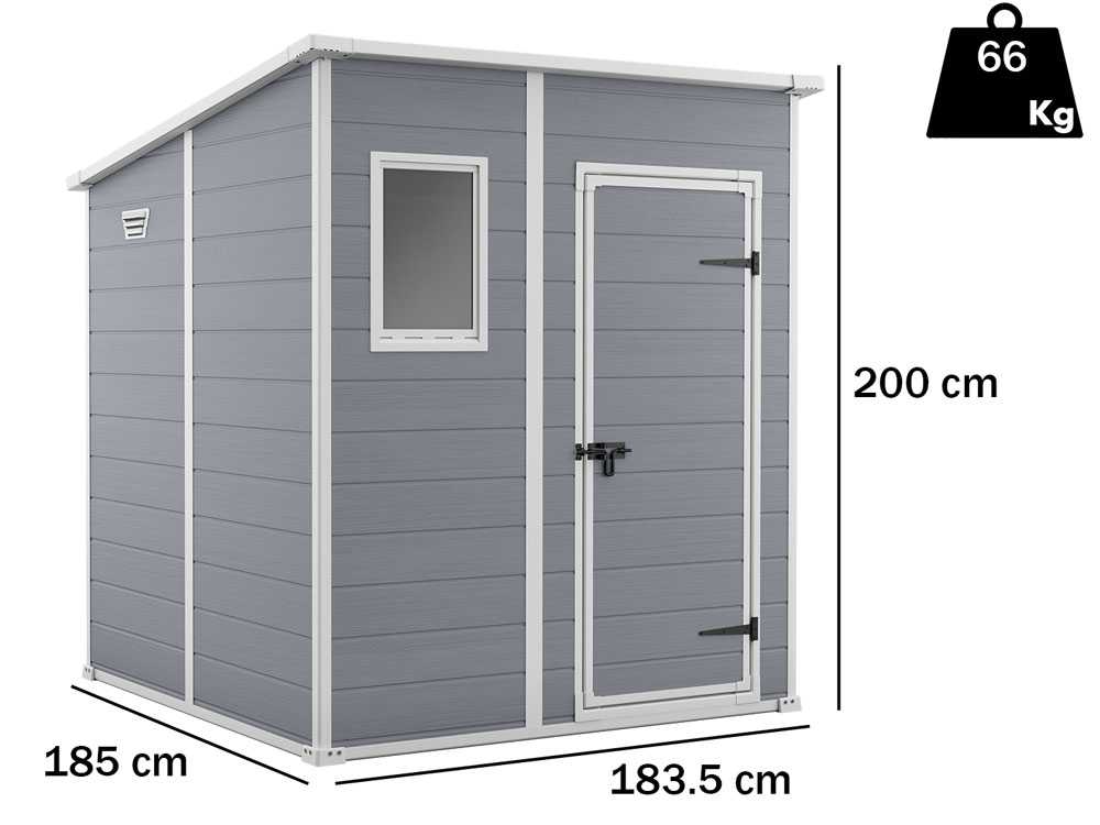 Keter Manor Pent grigio - Gartenhaus - Mit Frontfenster - 183.5x185x200 cm
