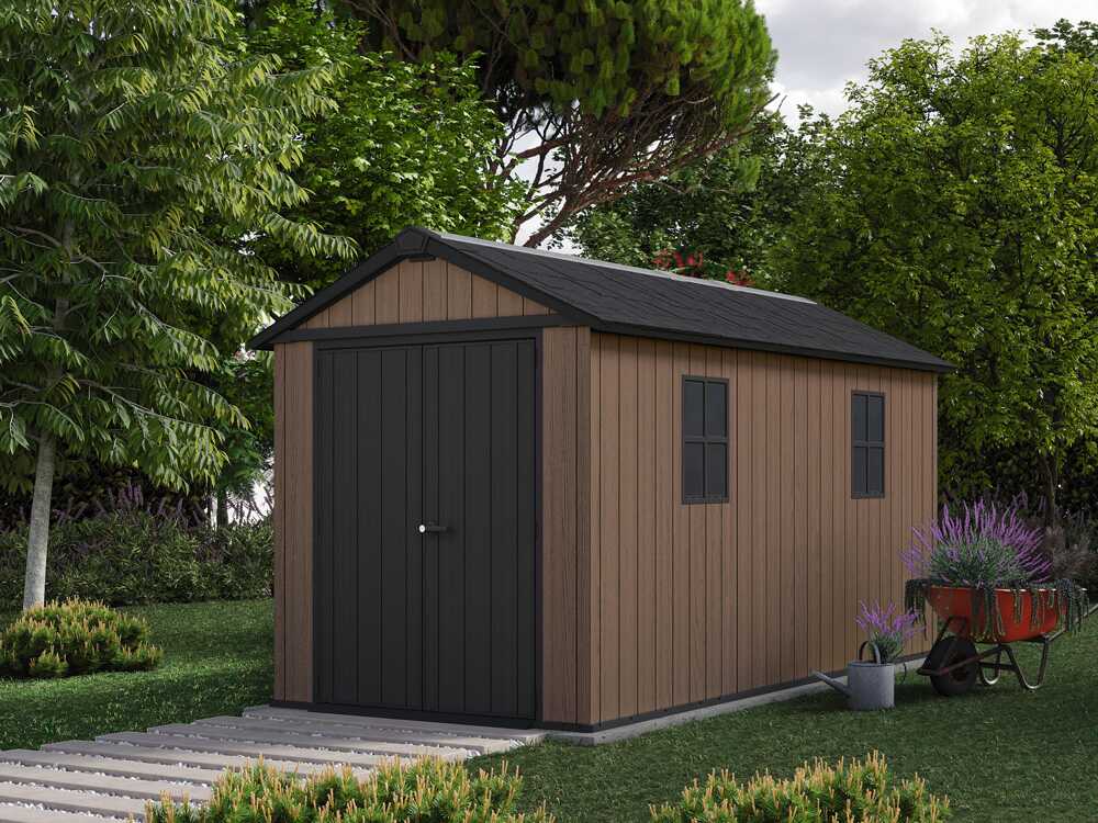 Keter Newton plus 7513/1375 - Gartenhaus - Mit Doppeltür und Fenstern - 230x413x246 cm