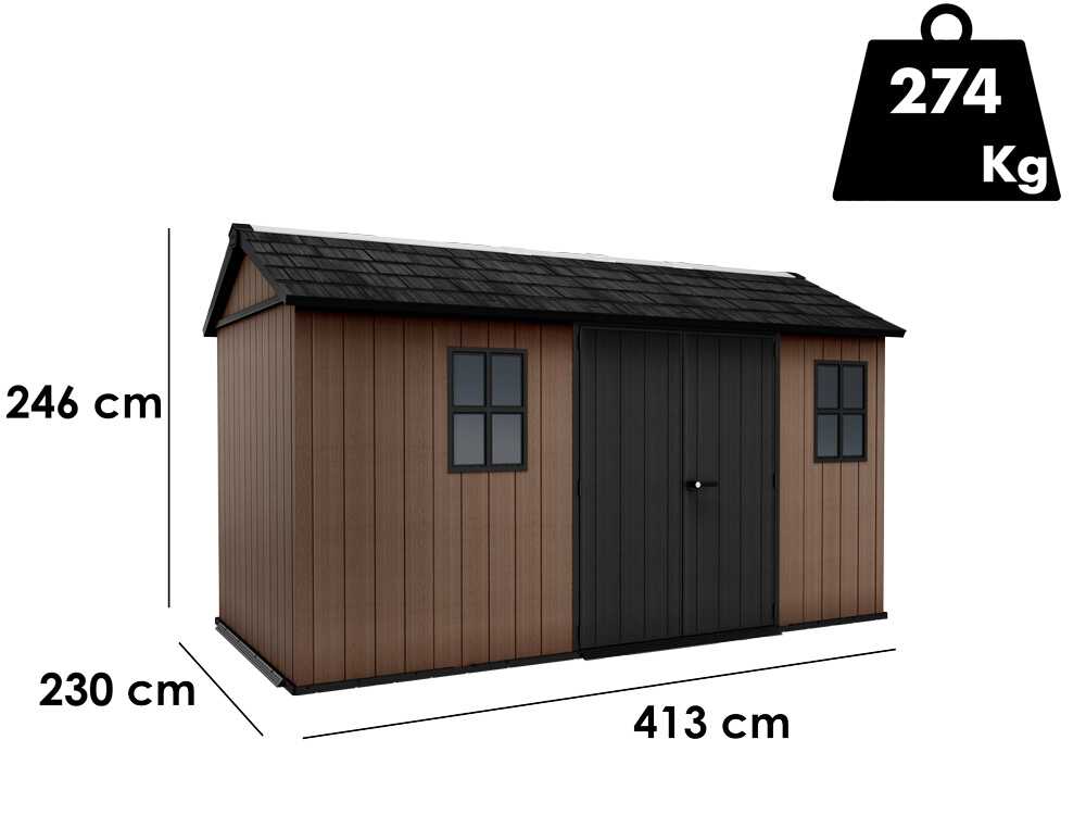 Keter Newton plus 7513/1375 - Gartenhaus - Mit Doppeltür und Fenstern - 230x413x246 cm – Bild 4