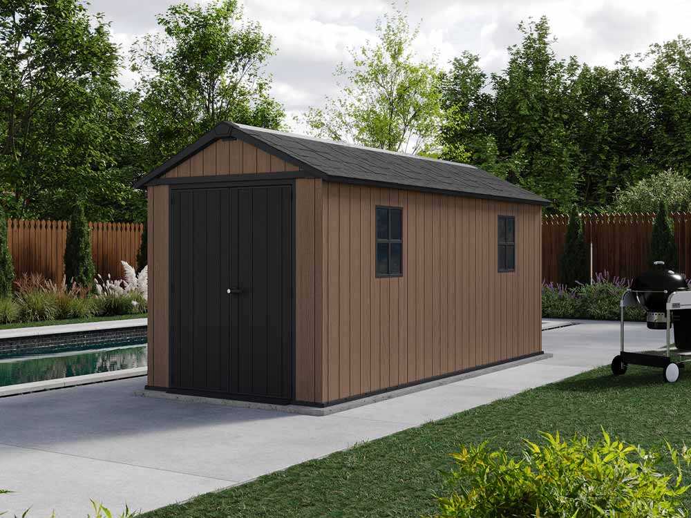 Keter Newton plus 7515/1575 - Gartenhaus - Mit zweiflügeliger Tür und Fenstern - 230x476x246 cm