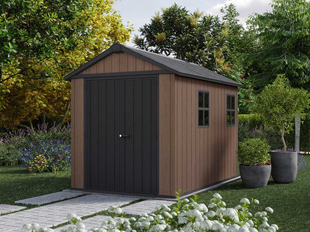 Keter Newton plus 759/975 - Gartenhaus -  Mit zweiflügeliger Tür und Fenstern - 230x287x246 cm