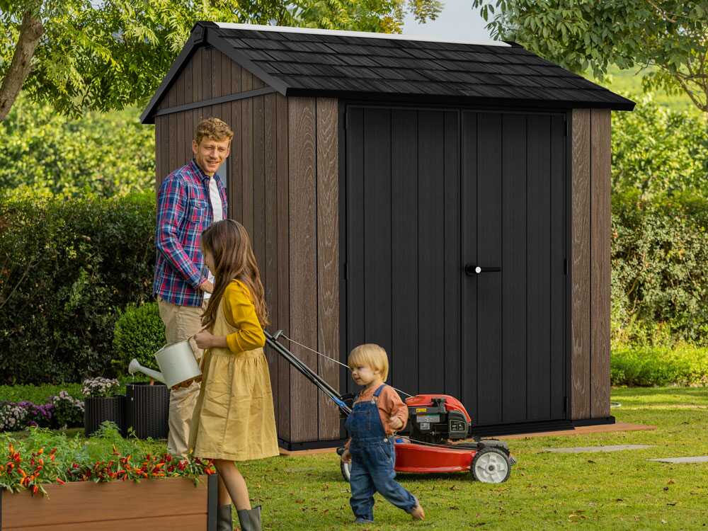 Keter Signature Walnut 757/775 - Gerätehaus - Mit Fenstern - 230 x 223 x 246 cm