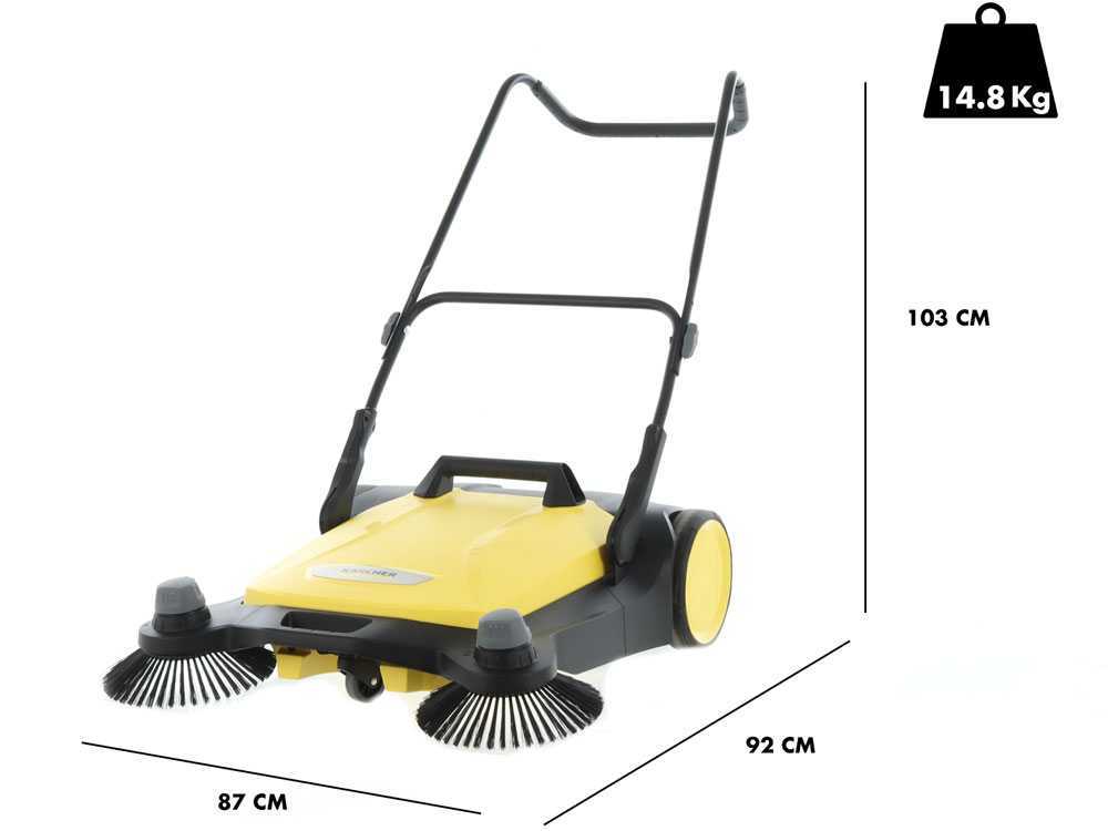 Kärcher S 6 Twin - Handkehrmaschine  mit höhenverstellbarer Bügel mit Fangkorb - mit 38 L Kehrgutbehälter