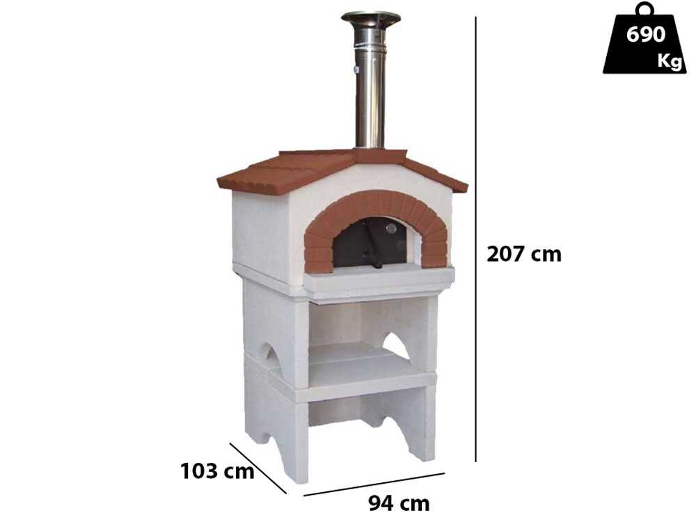 Linea VZ Ponza - Holzbackofen für den Aussenbereich, mit Basis - Kochkammer 55x59 cm