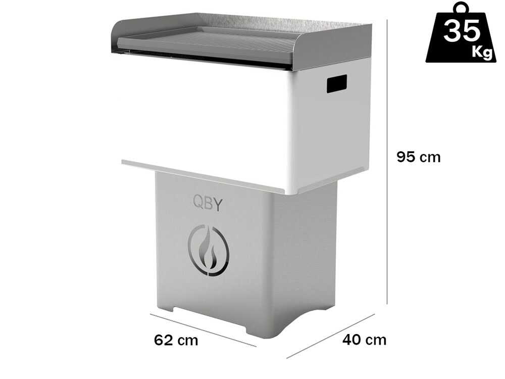 Linea VZ QBY weiß - Tragbarer Pelletgrill mit Pyrolyse-Technologie