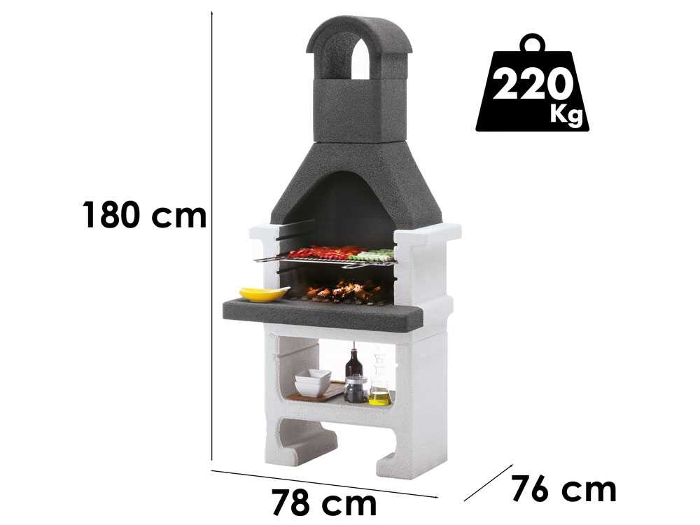 Palazzetti Aral GR - Holzkohle-Grillkamin aus Beton - Grillfläche 53x40 cm