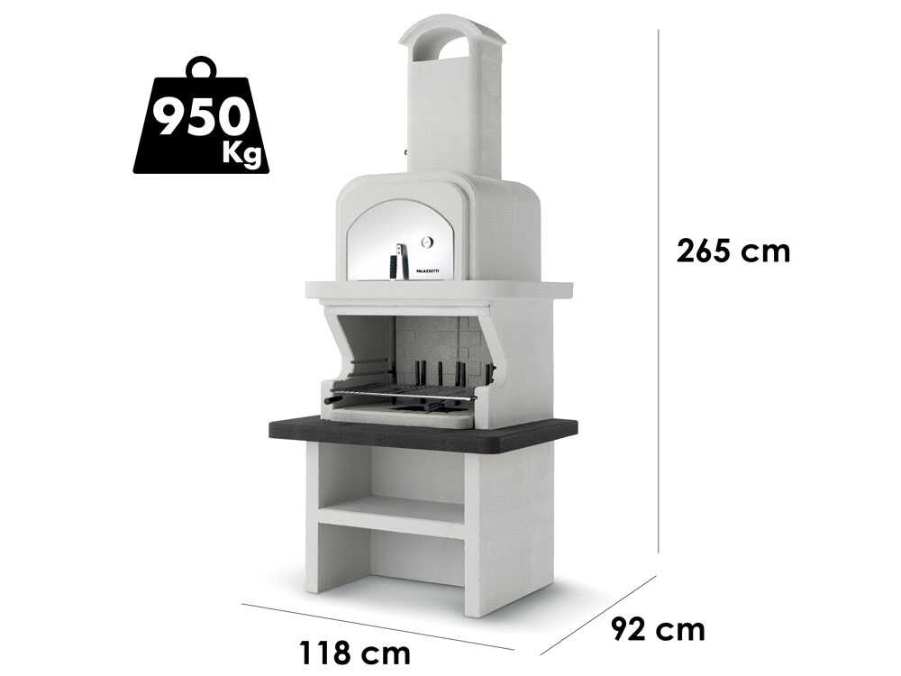 Palazzetti Balos - Kombi-Grillkamin mit Holzbackofen aus Betonstein