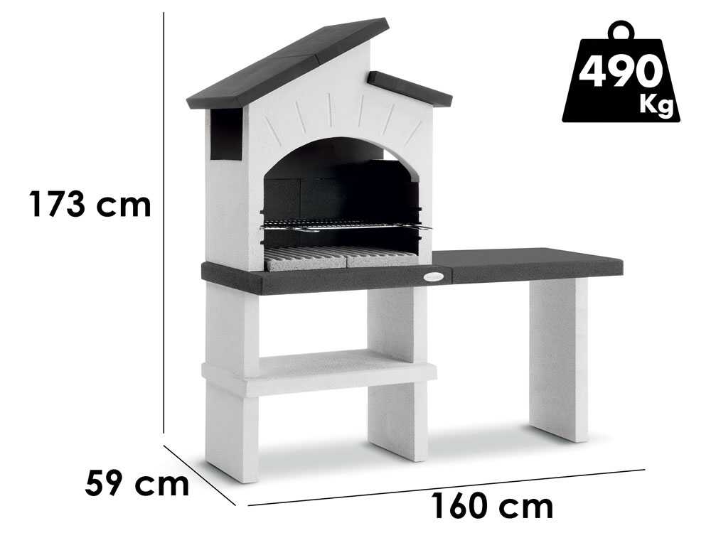 Palazzetti Ravello - Holz-Grillkamin aus Beton - Grillrost 68x40 cm