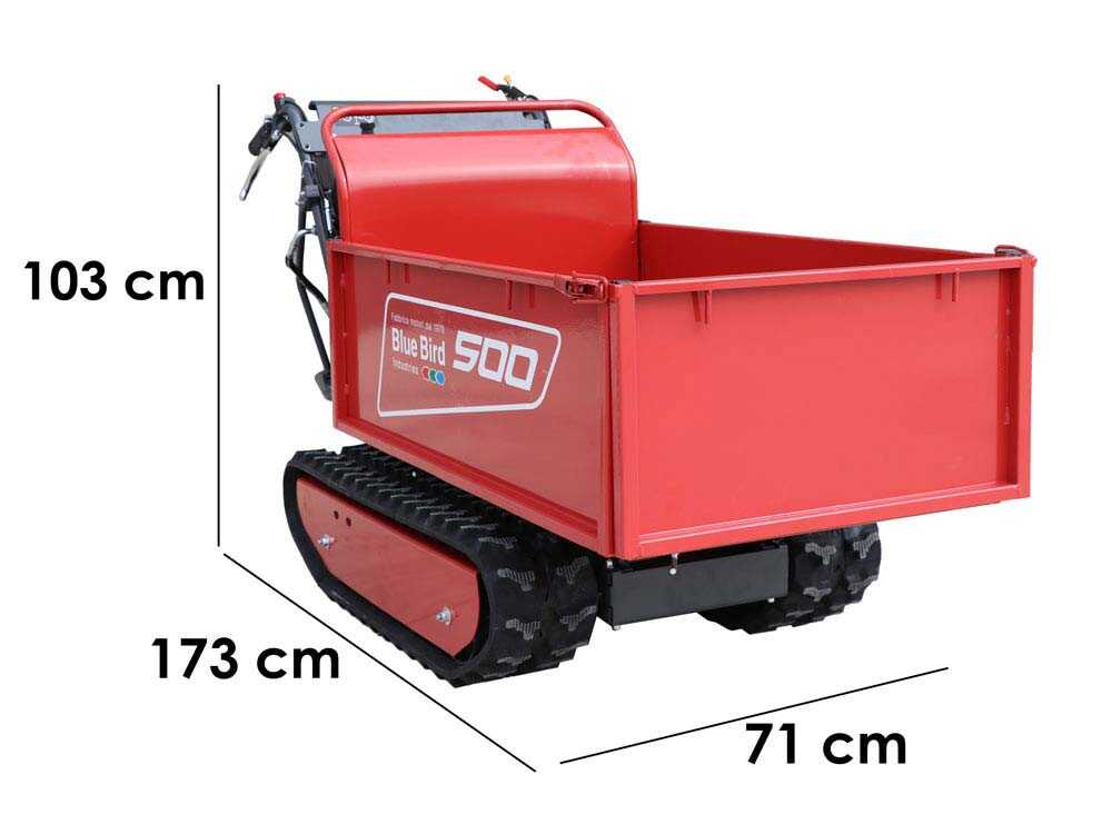 Raupendumper BLUE BIRD Transporter 500 H - Ausziehbare Mulde mit 500 kg Tragfähigheit
