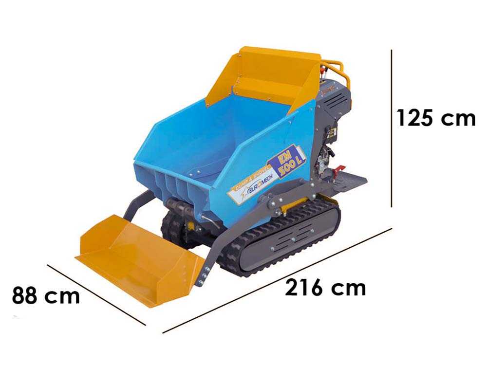 Raupendumper EuroMech EM500L-Dump & Shovel - 500 kg Dumper Mulde mit hydraulischem Kippsystem und Schaufel