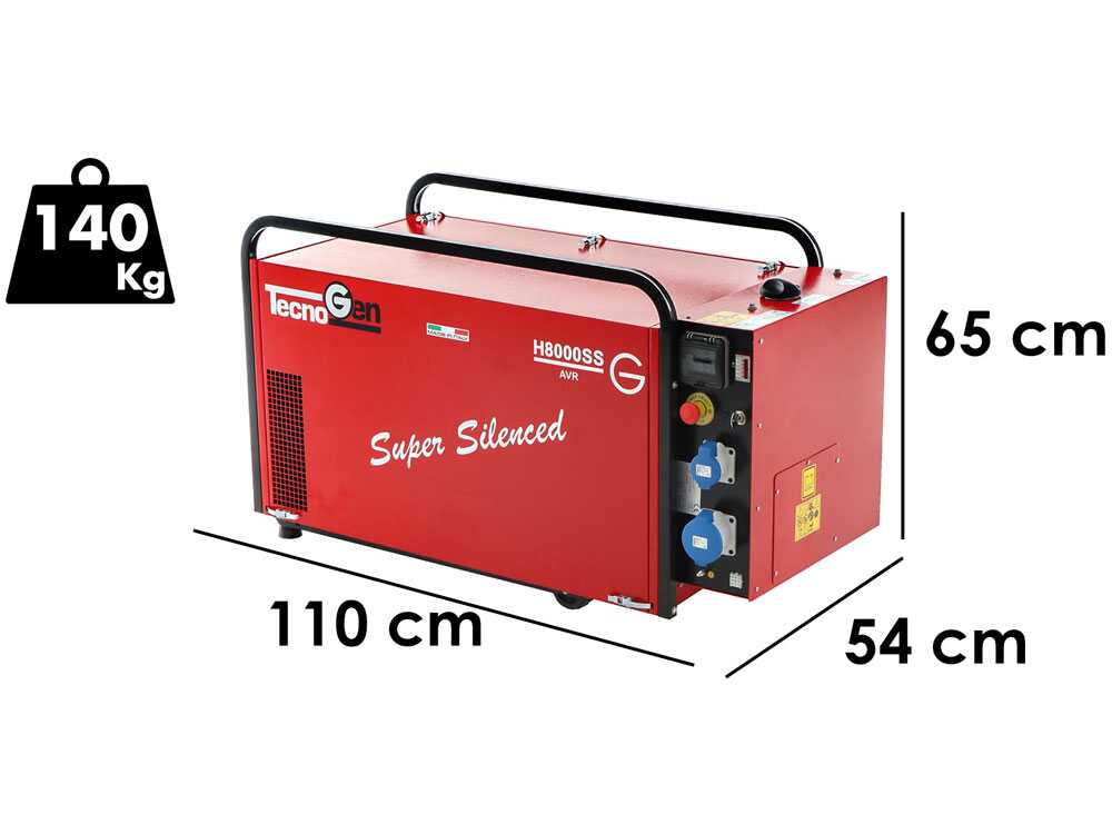 TecnoGen H8000SS - Leiser Benzin-Stromgenerator 5.8 kW - Dauerleistung 5.2 kW - 230V