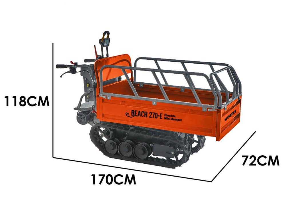 Wortex Beach 270E - Akkubetriebene Raupendumper mit ausziehbarer Mulde  - 450 kg Tragfähigkeit