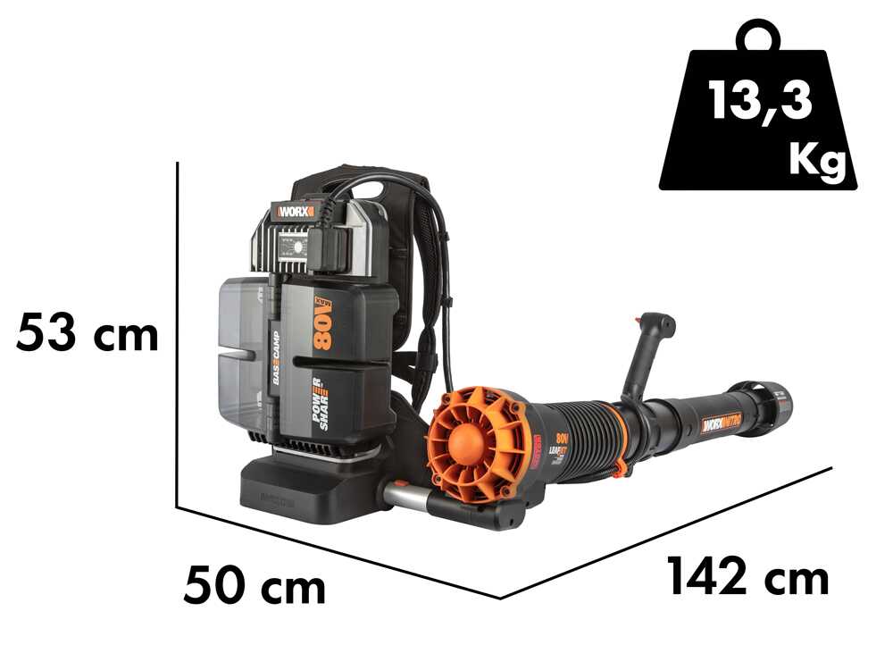 Worx Nitro WG572E - Rückentragbarer Akku-Laubbläser - 4x20V/4Ah